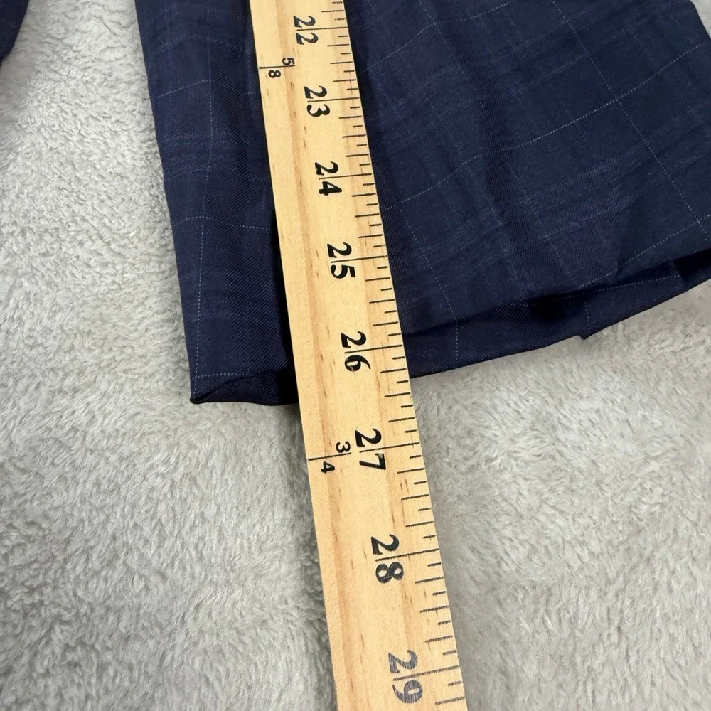 Bespoke Loro Piana Australis S150s Mens 54L Wool Blazer Navy Plaid Golf Lining